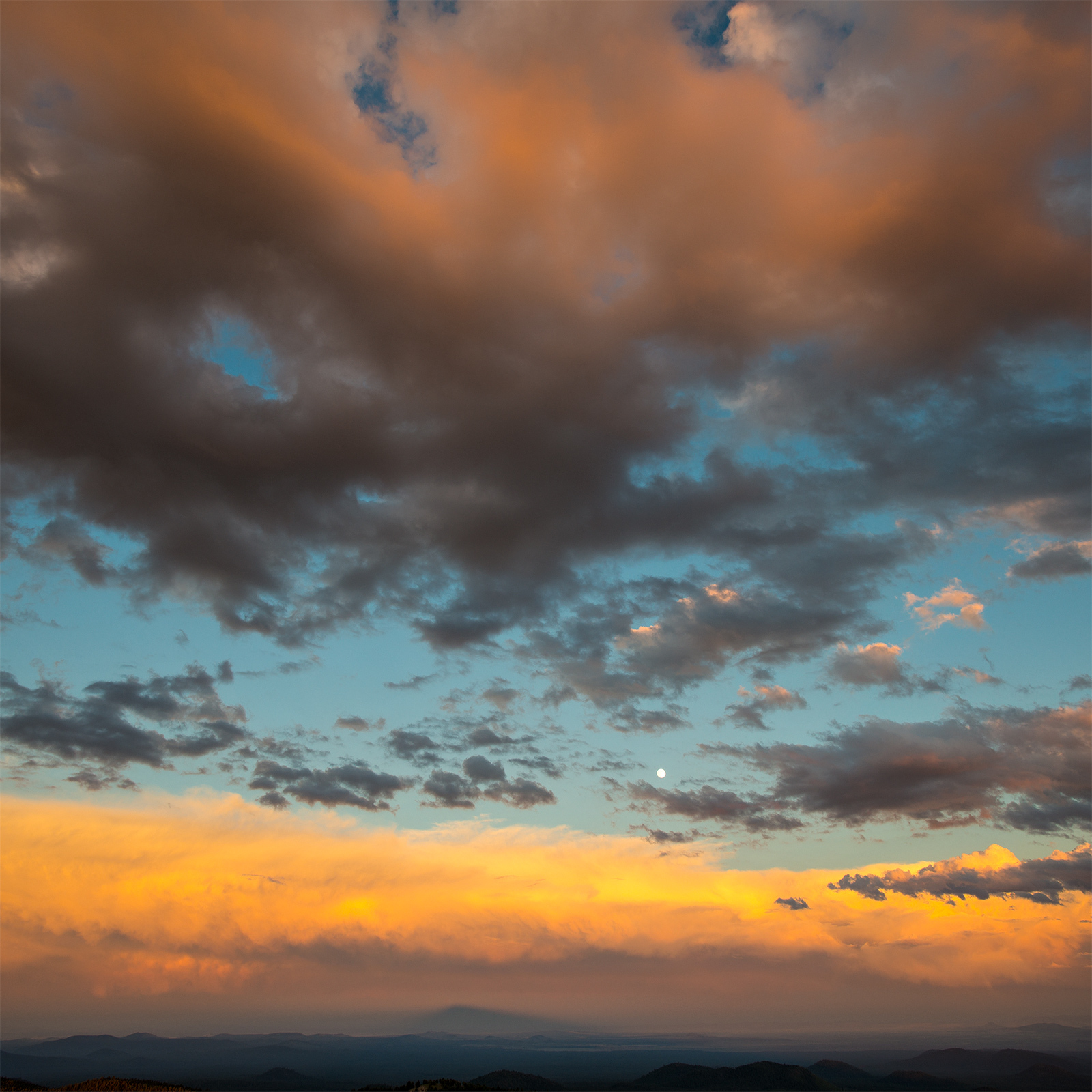 Sunset, Moon, Clouds